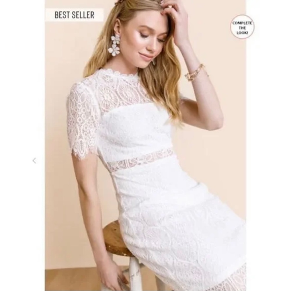 Francesca White Lace Midi Cocktail Dress- NWT size Small.